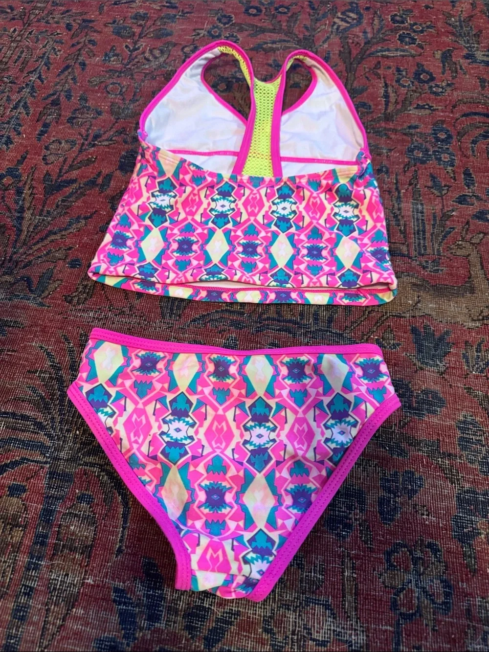 Kids Neon Pink & Orange Swim Set